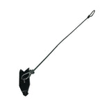 A black trap stake with a snare cable attached, designed for use in trapping.
