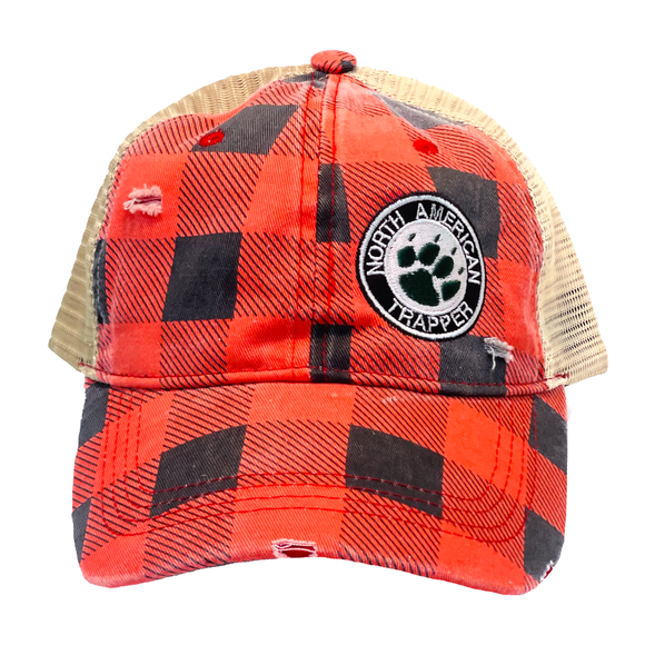 Red PLAID Distressed Hat